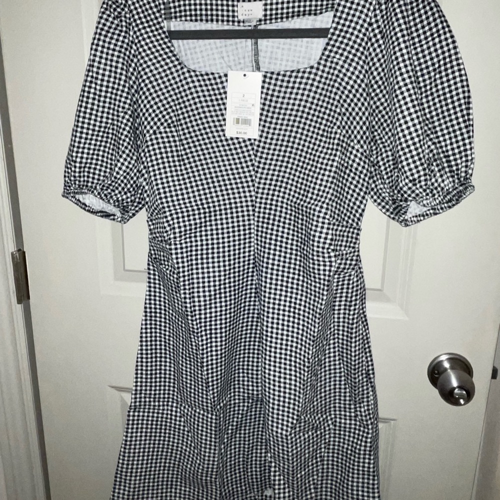 Black and White Gingham Square Neck Women's Dress from Target